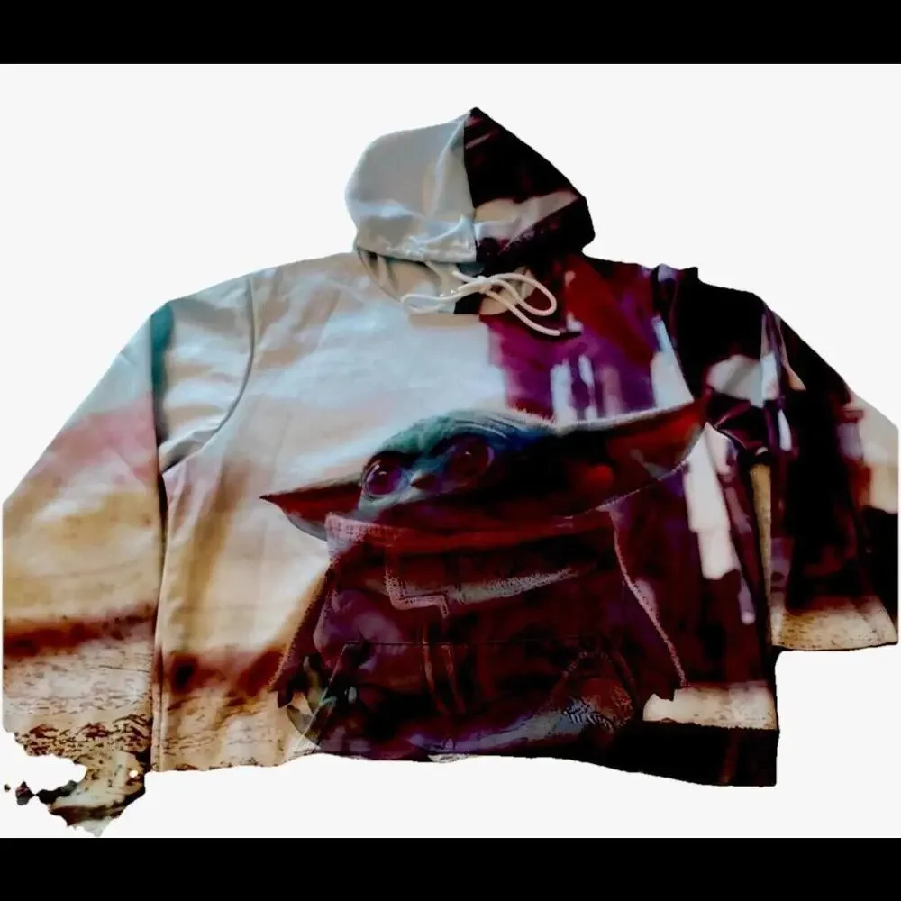 Star Wars The Mandalorian Baby Yoda Pullover Hoodie Jacket Coat‎ Sweatshirt XL